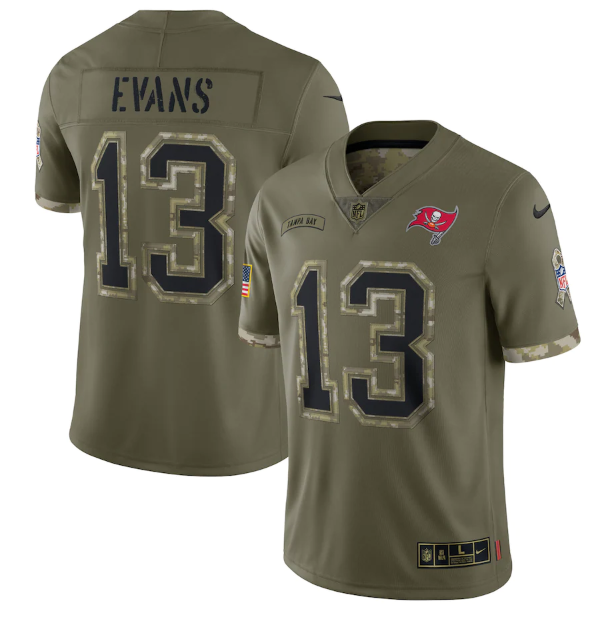 Men's Tampa Bay Buccaneers #13 Mike Evans Olive 2022 Salute To Service Limited Stitched Jersey